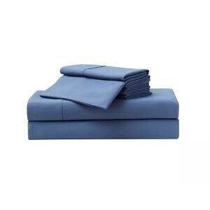 Serta Perfect Sleeper Sheet Set Moisture Wicking Double Brushed King Navy New
